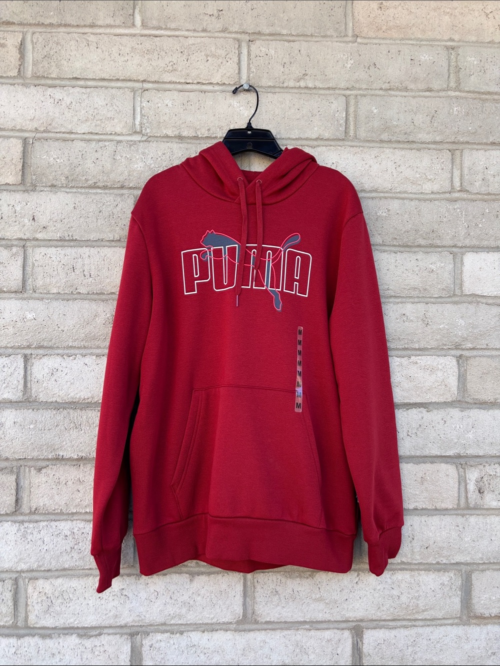 NEW Puma Men's Red Logo Pullover Hoodie Size Medium